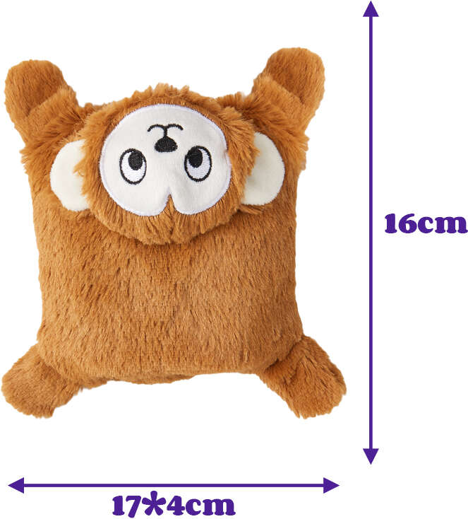Brinquedo Pelúcia Fofos Macaco Puppy Marrom para Cães - Tam. Único