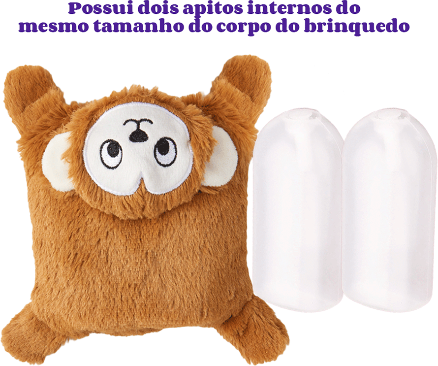 Brinquedo Pelúcia Fofos Macaco Puppy Marrom para Cães - Tam. Único