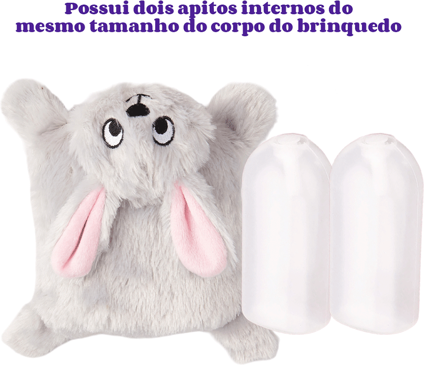 Brinquedo Pelúcia Fofos Lebre Puppy Cinza para Cães - Tam. Único