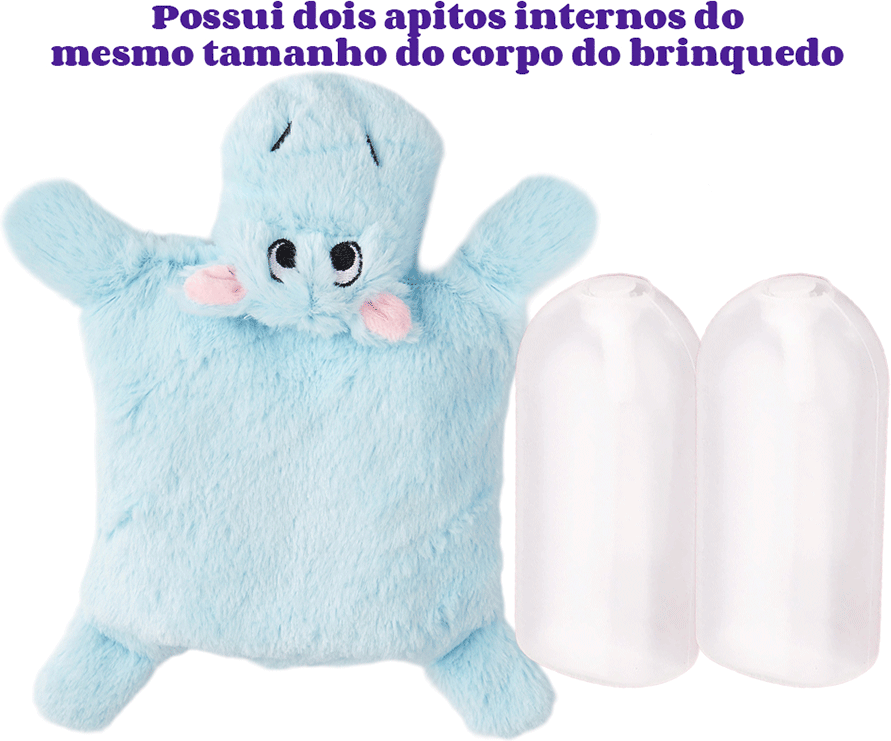 Brinquedo Pelúcia Fofos Hipopótamo Puppy Azul Claro para Cães - Tam. Único