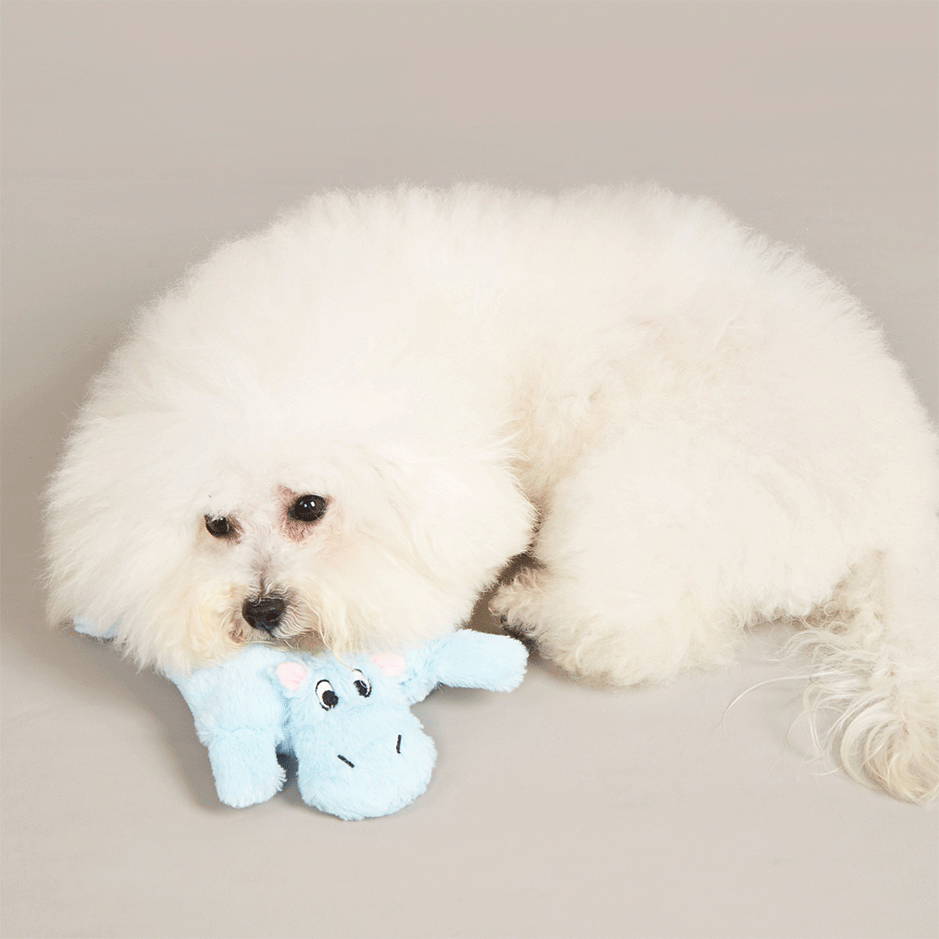 Brinquedo Pelúcia Fofos Hipopótamo Puppy Azul Claro para Cães - Tam. Único