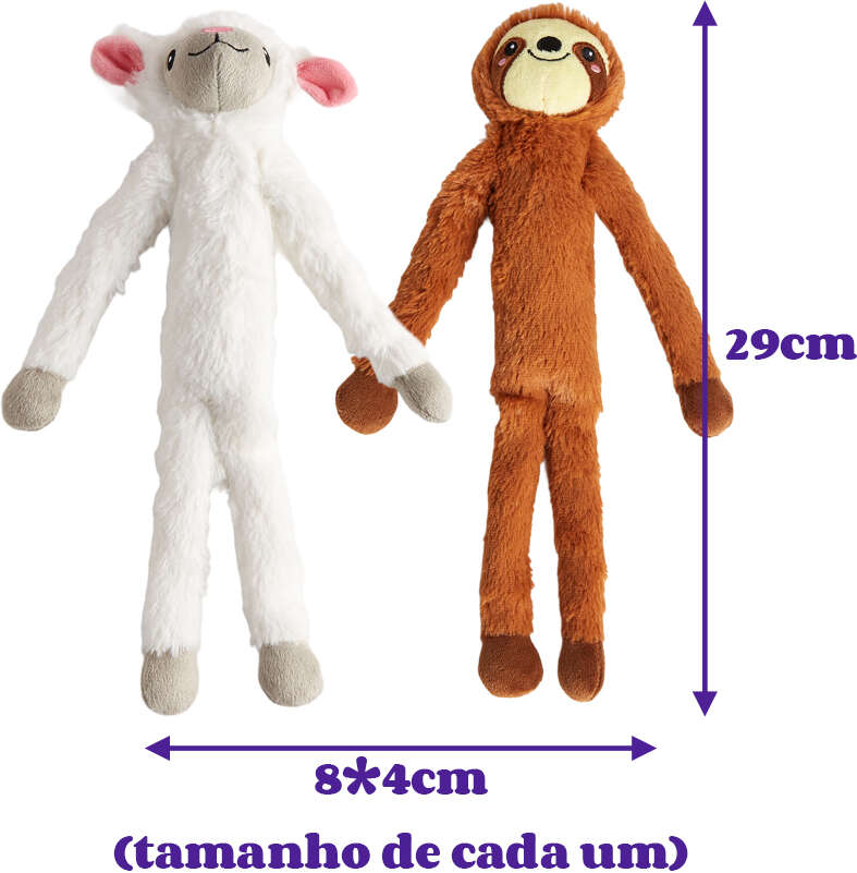 Brinquedo Pelúcia Fofos Preguiça e Ovelha Colorido para Cães - Tam. Único