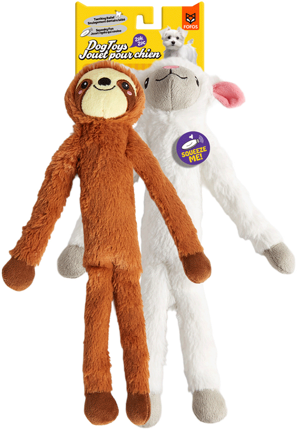Brinquedo Pelúcia Fofos Preguiça e Ovelha Colorido para Cães - Tam. Único