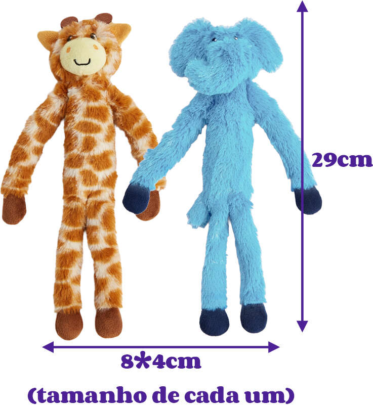 Brinquedo Pelúcia Fofos Girafa e Elefante Colorido para Cães - Tam. Único