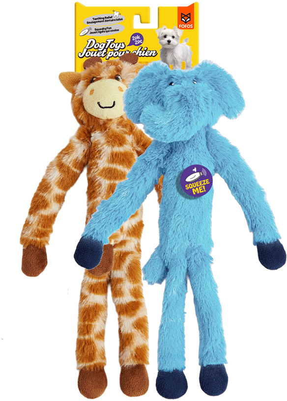 Brinquedo Pelúcia Fofos Girafa e Elefante Colorido para Cães - Tam. Único