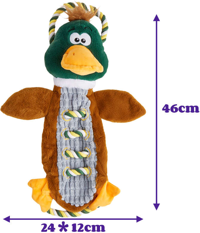 Brinquedo Pelúcia Fofos Pato com Corda Marrom para Cães - Tam. Único