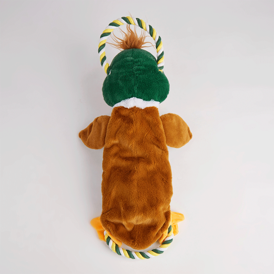 Brinquedo Pelúcia Fofos Pato com Corda Marrom para Cães - Tam. Único