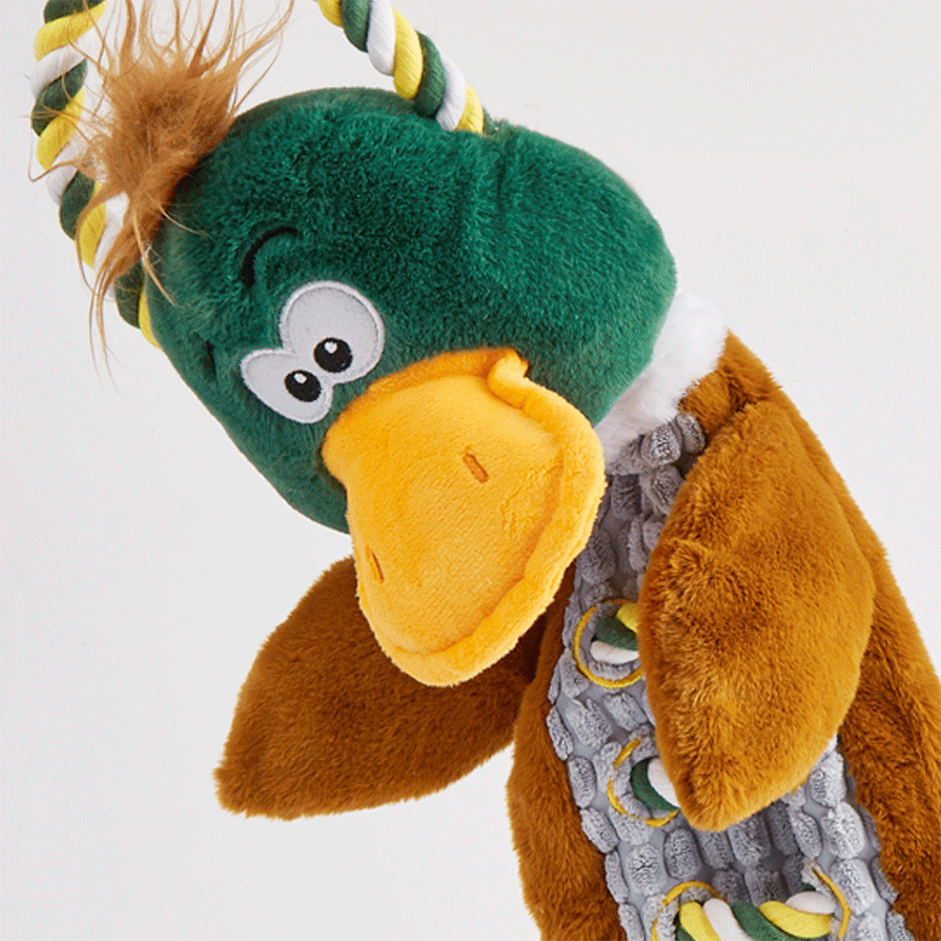 Brinquedo Pelúcia Fofos Pato com Corda Marrom para Cães - Tam. Único