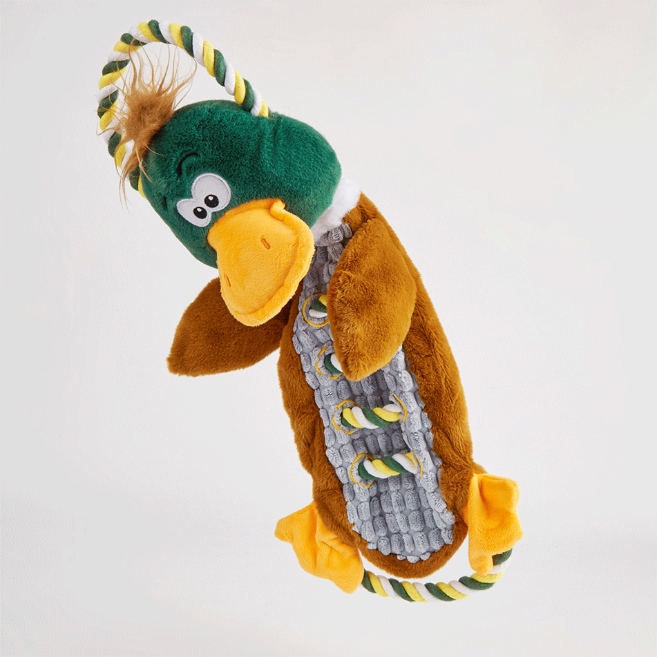 Brinquedo Pelúcia Fofos Pato com Corda Marrom para Cães - Tam. Único