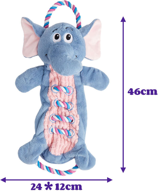 Brinquedo Pelúcia Fofos Elefante Brincadeira De Corda Azul Claro para Cães - Tam. Único