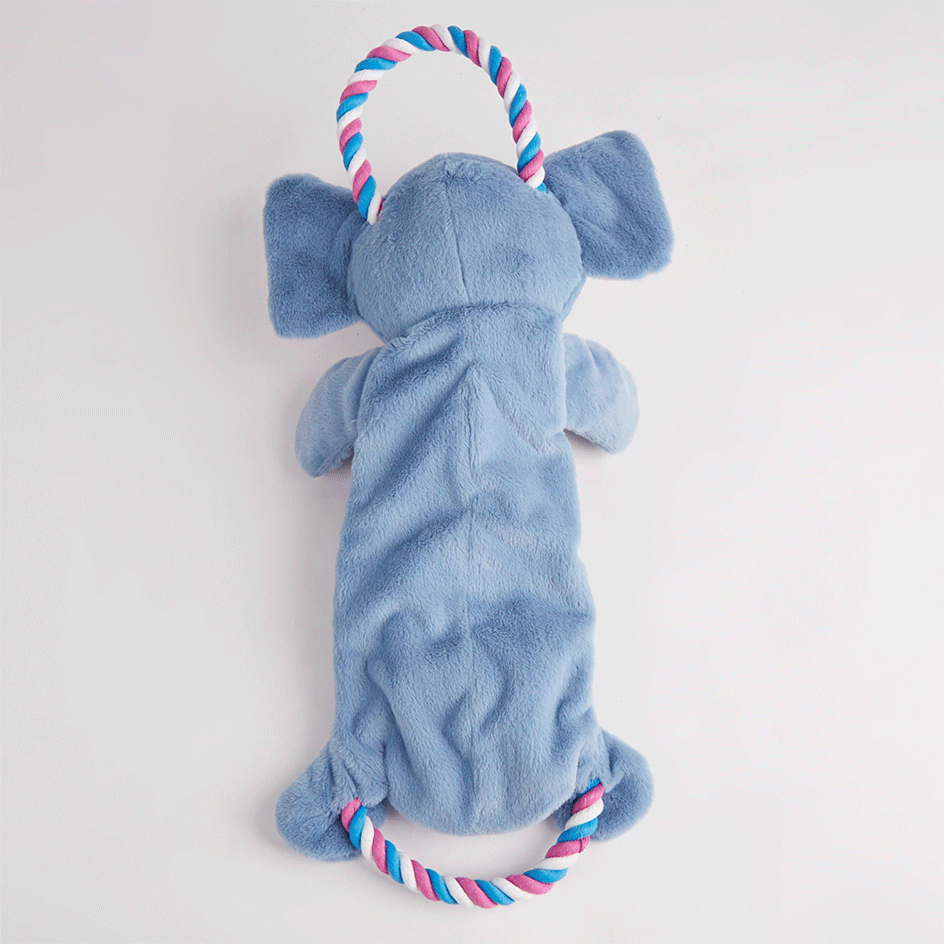 Brinquedo Pelúcia Fofos Elefante Brincadeira De Corda Azul Claro para Cães - Tam. Único