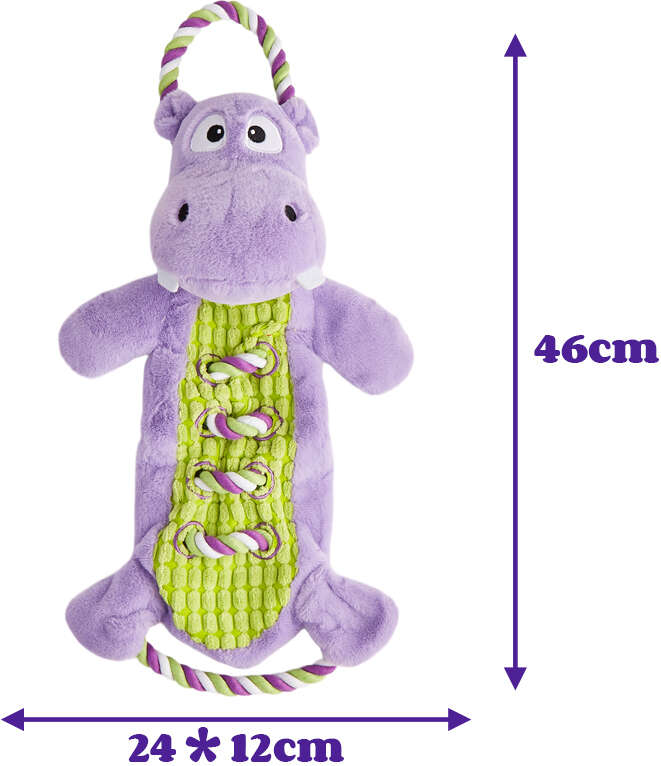 Brinquedo Pelúcia Fofos Hipopótamo Brincadeira De Corda Roxo para Cães - Tam. Único