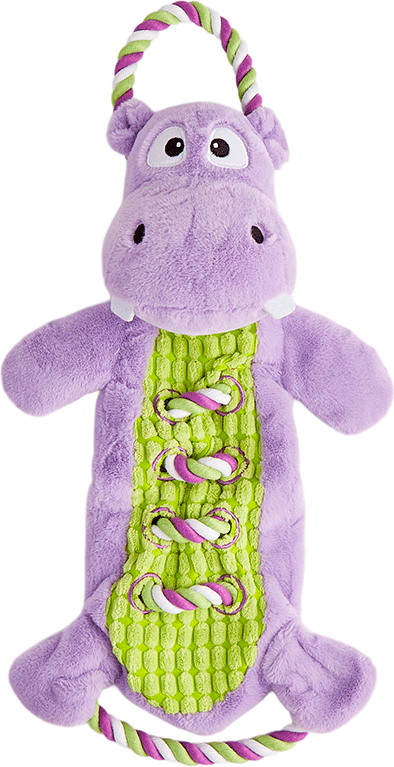 Brinquedo Pelúcia Fofos Hipopótamo Brincadeira De Corda Roxo para Cães - Tam. Único