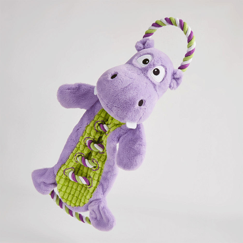 Brinquedo Pelúcia Fofos Hipopótamo Brincadeira De Corda Roxo para Cães - Tam. Único