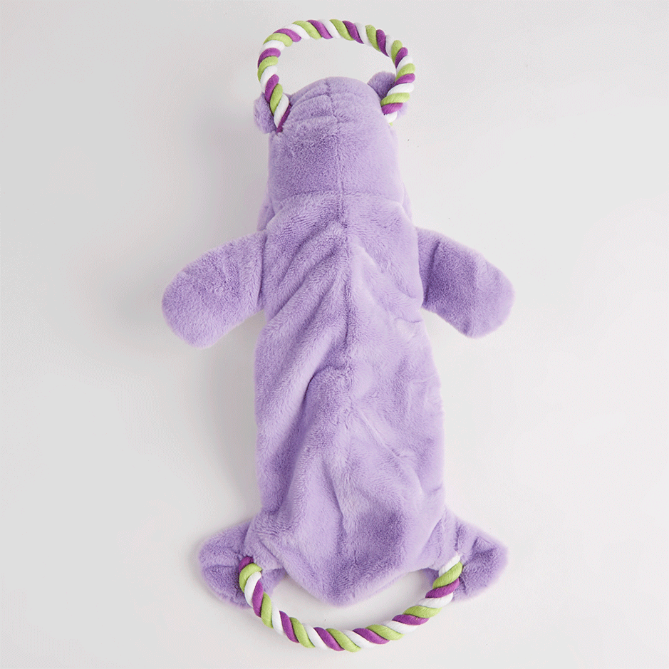 Brinquedo Pelúcia Fofos Hipopótamo Brincadeira De Corda Roxo para Cães - Tam. Único
