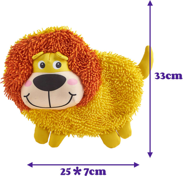 Brinquedo Pelúcia Fofos Leão Tough Crocante Amarelo para Cães - Tam. Único