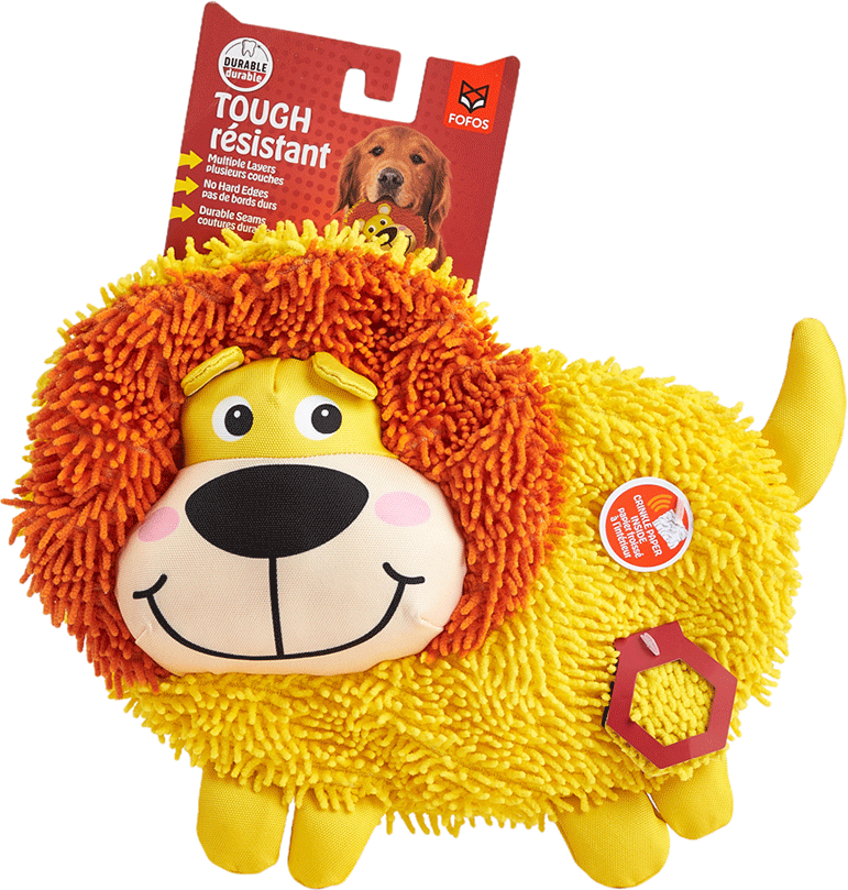 Brinquedo Pelúcia Fofos Leão Tough Crocante Amarelo para Cães - Tam. Único