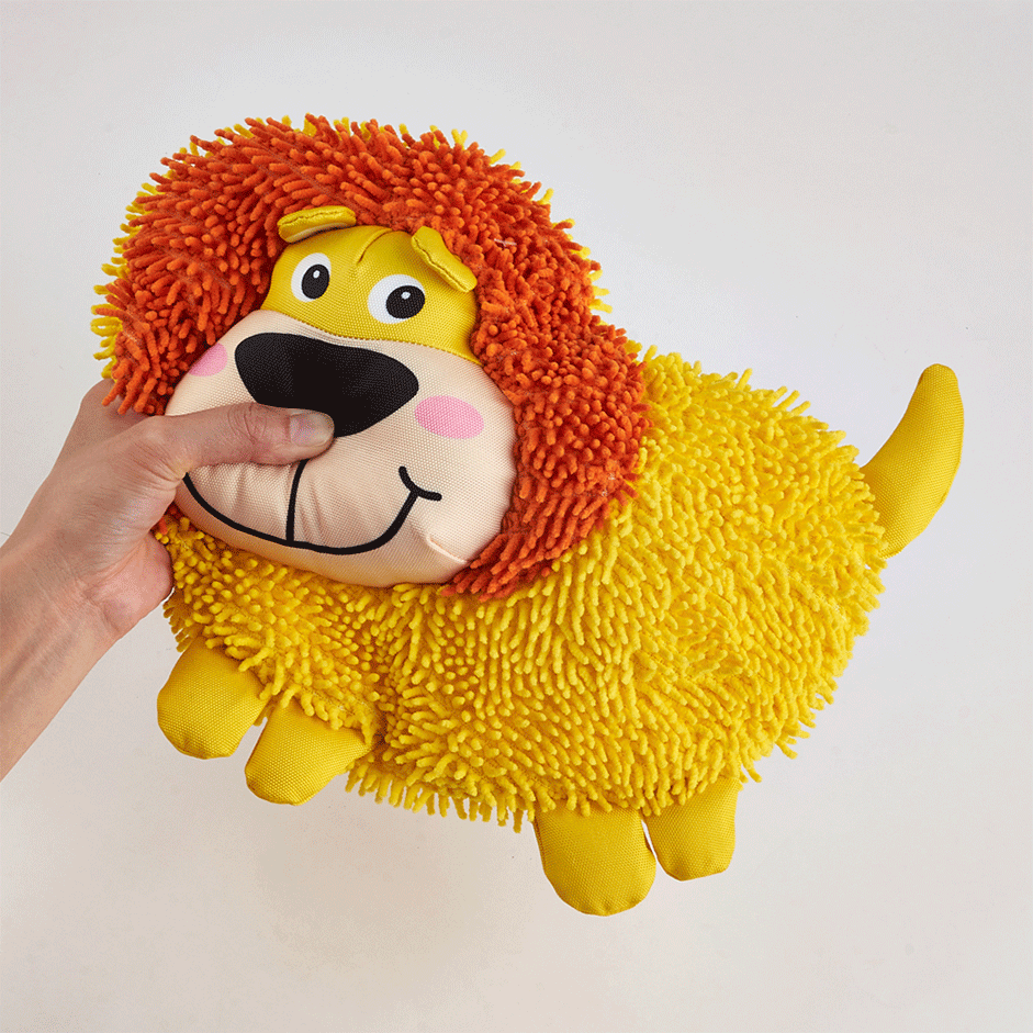 Brinquedo Pelúcia Fofos Leão Tough Crocante Amarelo para Cães - Tam. Único