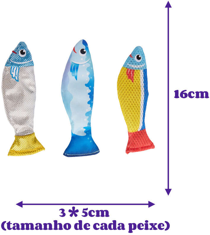 Kit Brinquedo Interativo Fofos Sardinha com Catnip Sortidas para Gatos - Tam. Único