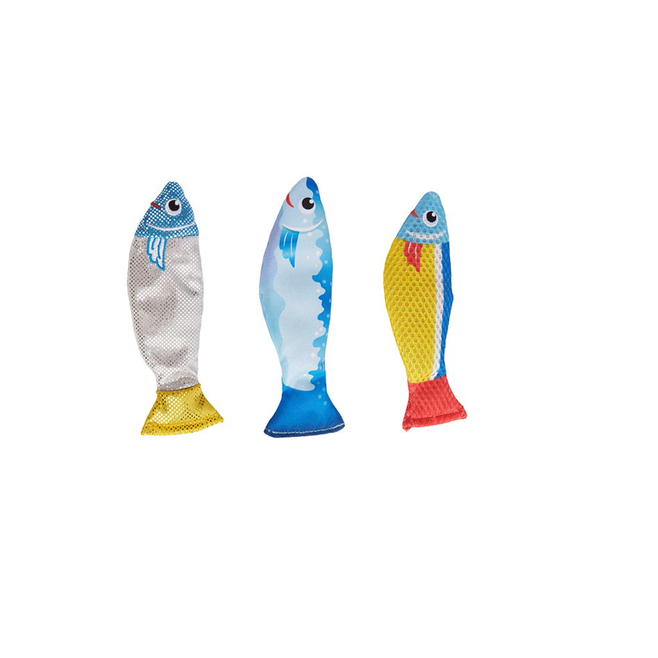 Kit Brinquedo Interativo Fofos Sardinha com Catnip Sortidas para Gatos - Tam. Único