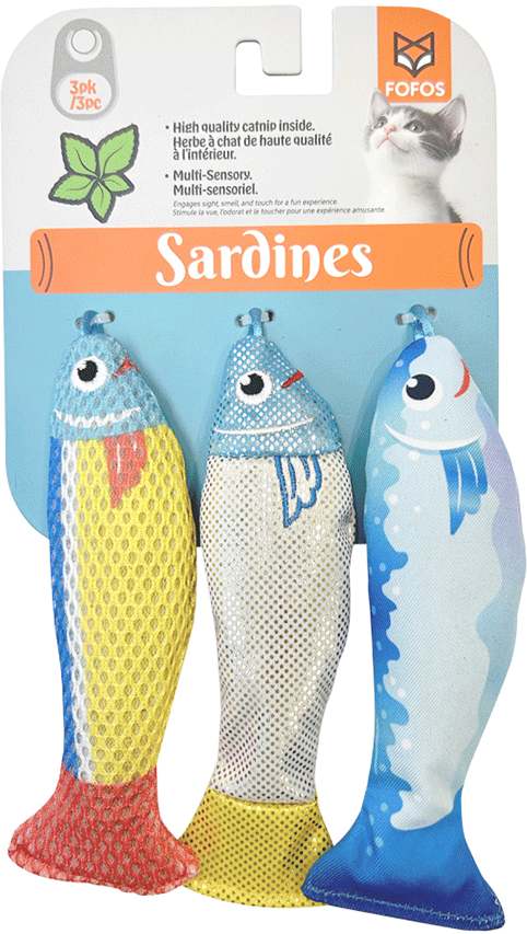 Kit Brinquedo Interativo Fofos Sardinha com Catnip Sortidas para Gatos - Tam. Único