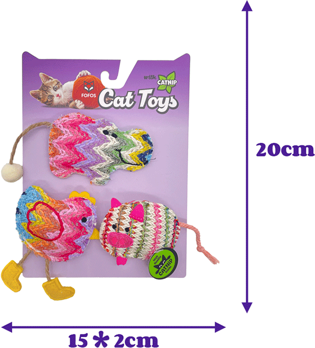 Kit Brinquedo Interativo Fofos Vida Boemia 3 em 1 com Catnip para Gatos - Tam. Único