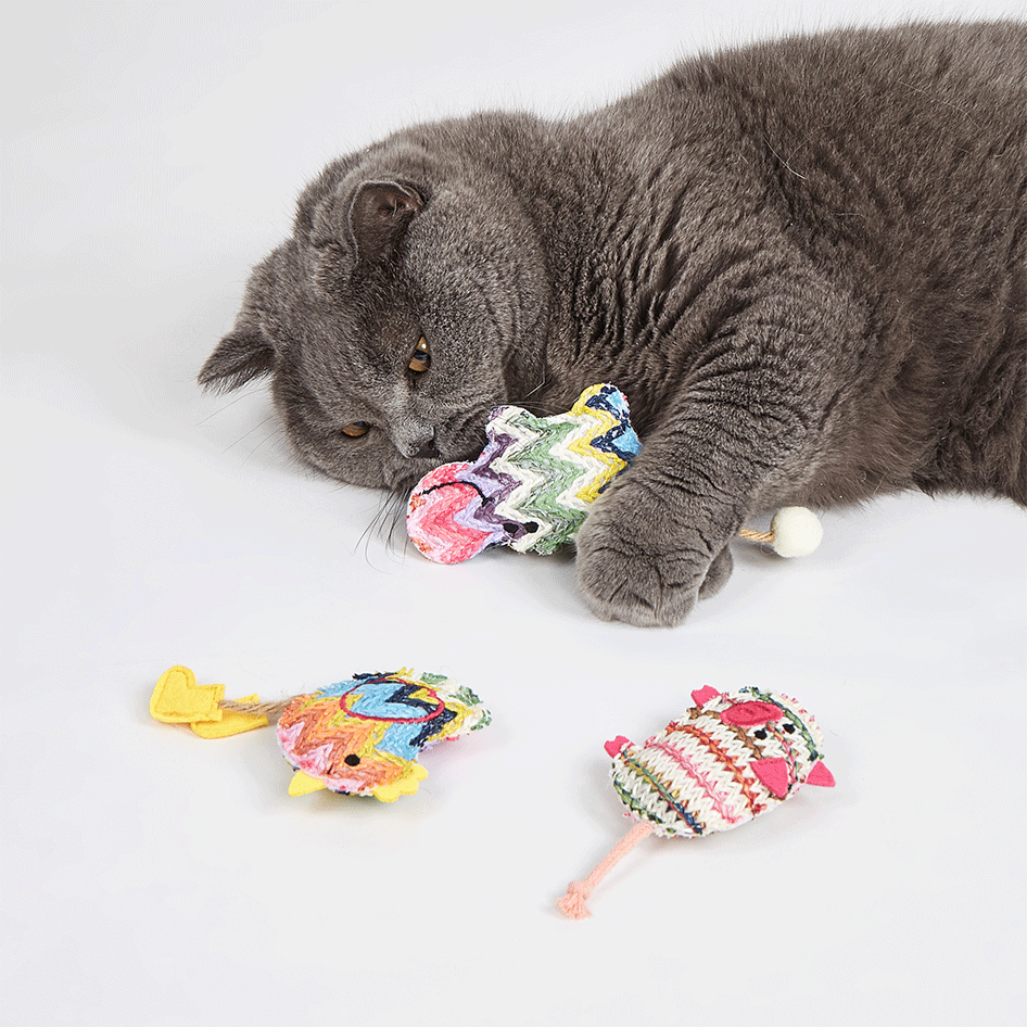 Kit Brinquedo Interativo Fofos Vida Boemia 3 em 1 com Catnip para Gatos - Tam. Único