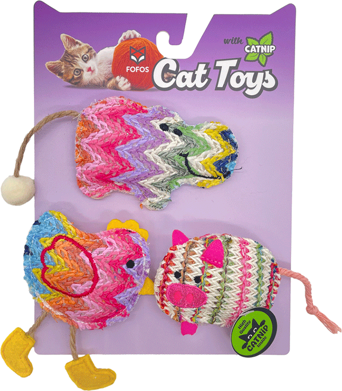Kit Brinquedo Interativo Fofos Vida Boemia 3 em 1 com Catnip para Gatos - Tam. Único