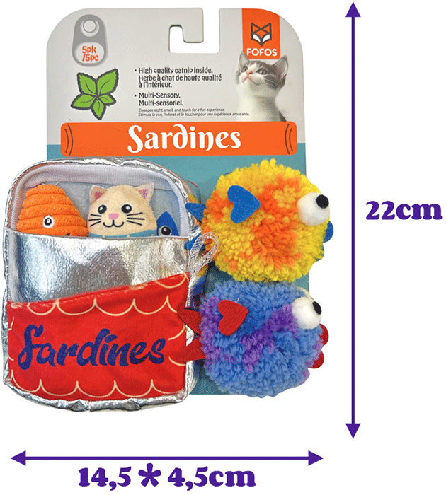 Kit Brinquedo Interativo Fofos Lata de Sardinhas com Catnip para Gatos - Tam. Único