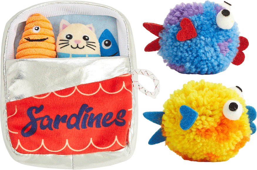 Kit Brinquedo Interativo Fofos Lata de Sardinhas com Catnip para Gatos - Tam. Único