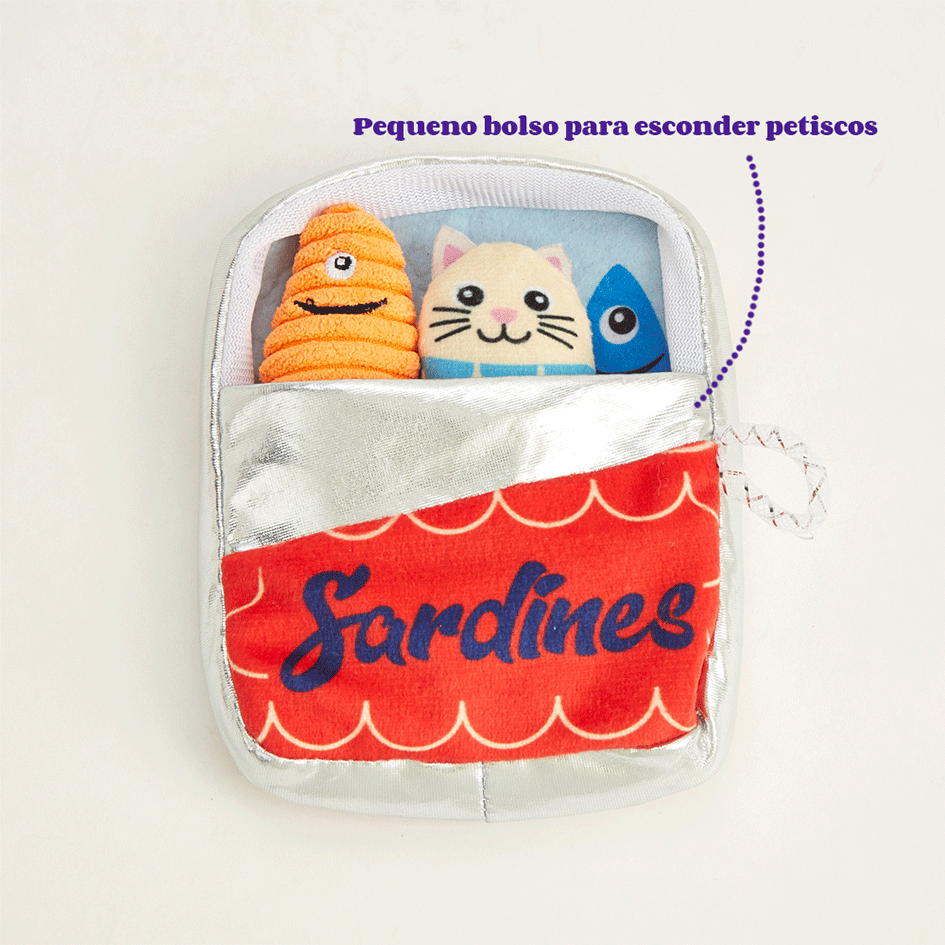 Kit Brinquedo Interativo Fofos Lata de Sardinhas com Catnip para Gatos - Tam. Único