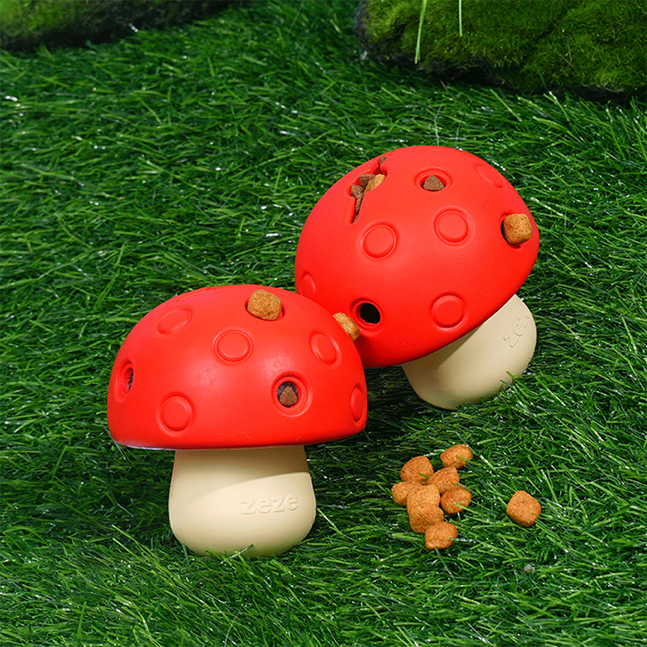 Brinquedo Interativo Zeze Cogumelo Vermelho e Verde para Cães - Tam. Único