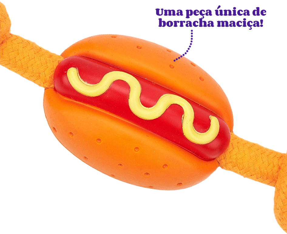Brinquedo Interativo Fofos Cachorro Quente com Corda para Cães - Tam. Único