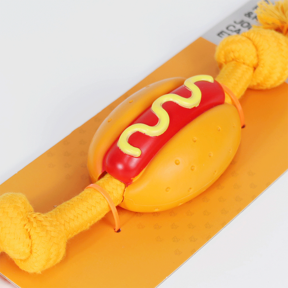 Brinquedo Interativo Fofos Cachorro Quente com Corda para Cães - Tam. Único