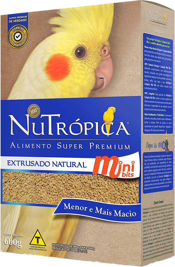 Ração Nutrópica Extrusado Natural para Calopsita Mini Bits - 900 g