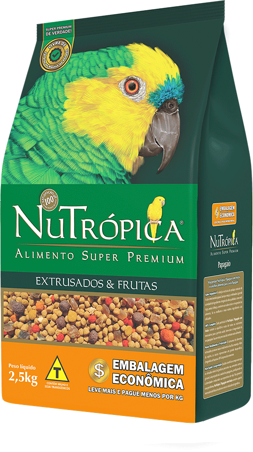 Ração Nutrópica Extrusados e Frutas para Papagaio - 2,5Kg