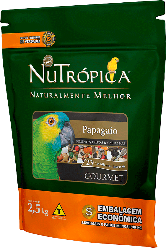 Ração Nutrópica Sementes, Frutas e Castanhas Gourmet para Papagaio - 2,5Kg