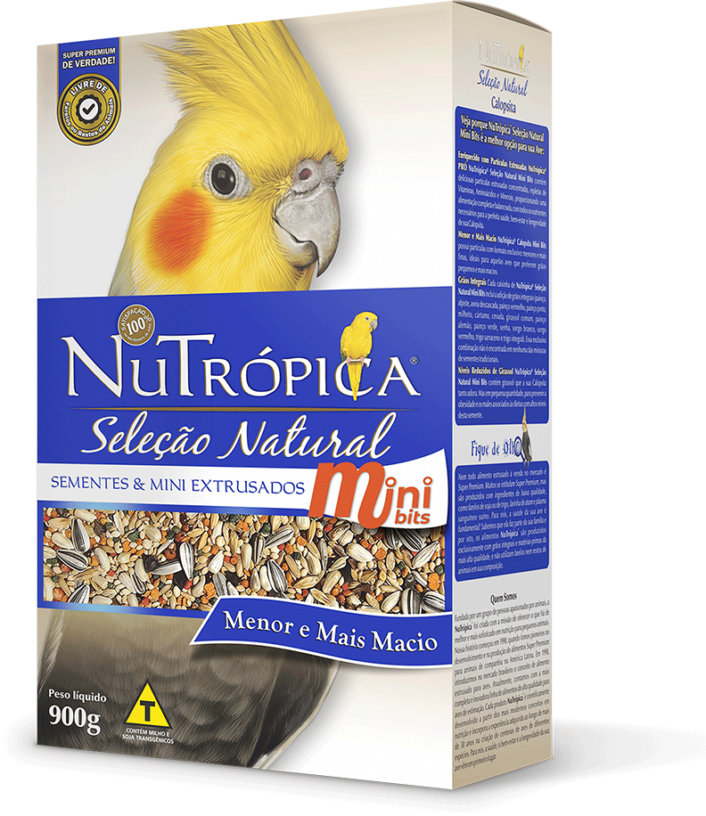 Ração Nutrópica Seleção Natural Sementes e Mini Extrusados para Calopsita Mini Bits - 900 g