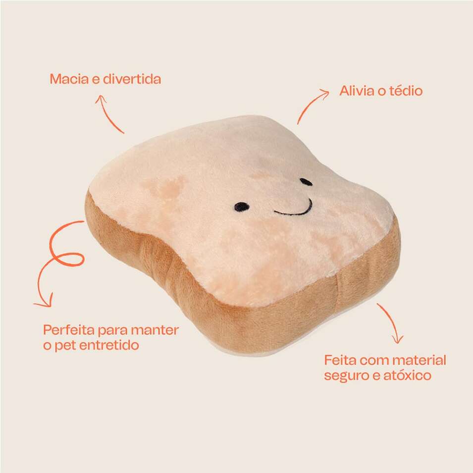 Brinquedo de Pelúcia Meau Pão de Forma para Cães - Tam. Único