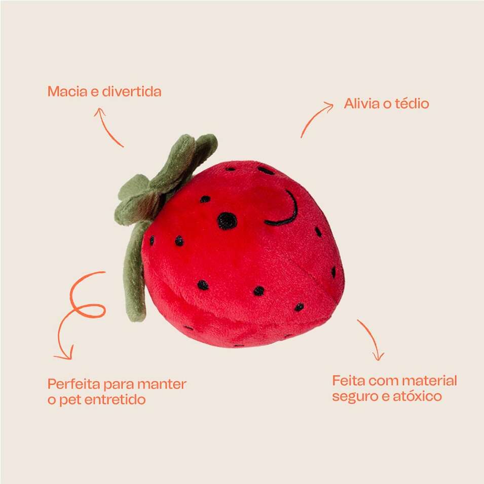 Brinquedo de Pelúcia Meau Morango para Cães - Tam. Único