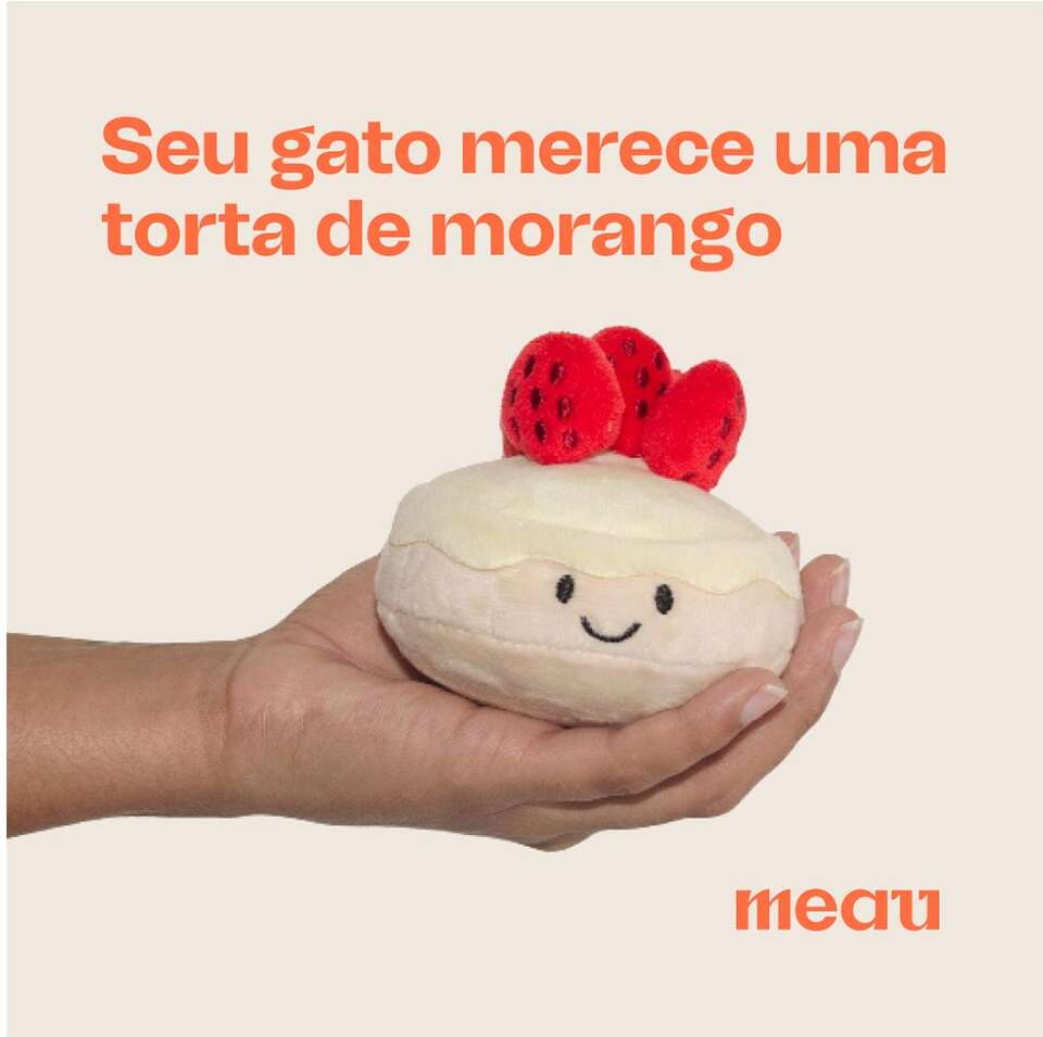 Brinquedo de Pelúcia Meau Torta de Morango com Catnip para Gatos - Tam. Único
