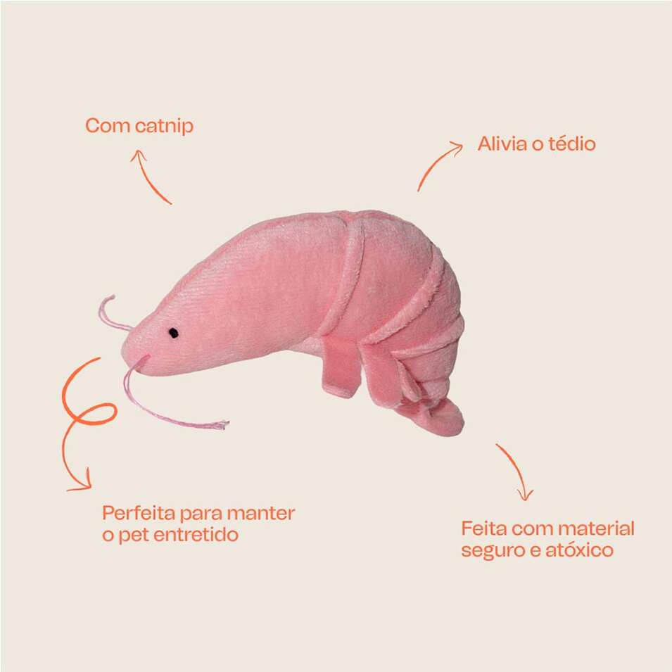 Brinquedo de Pelúcia Meau Camarão com Catnip para Gatos - Tam. Único