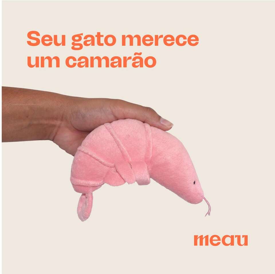 Brinquedo de Pelúcia Meau Camarão com Catnip para Gatos - Tam. Único