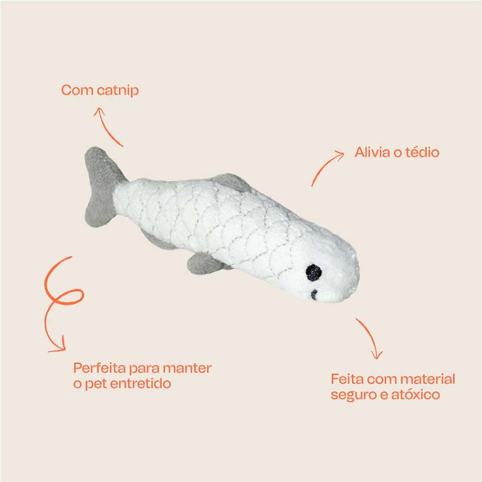 Brinquedo de Pelúcia Meau Peixe com Catnip para Gatos - Tam. Único