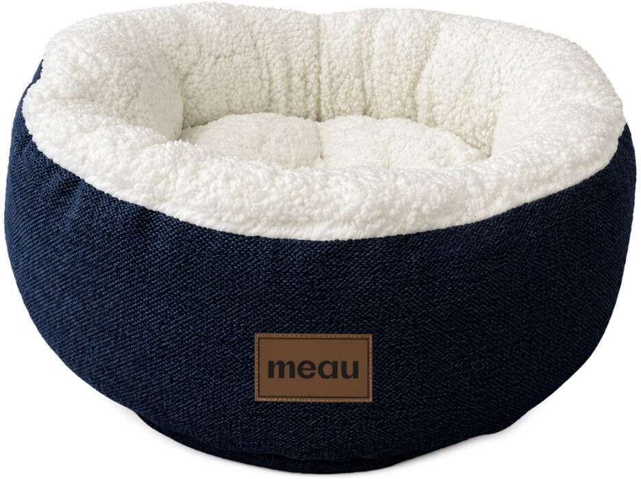 Cama Redonda Meau Sherpa Azul Marinho - Tam. G