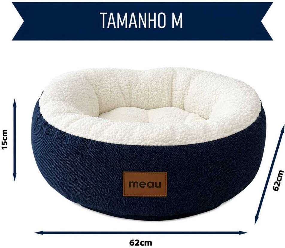 Cama Redonda Meau Sherpa Azul Marinho - Tam. M