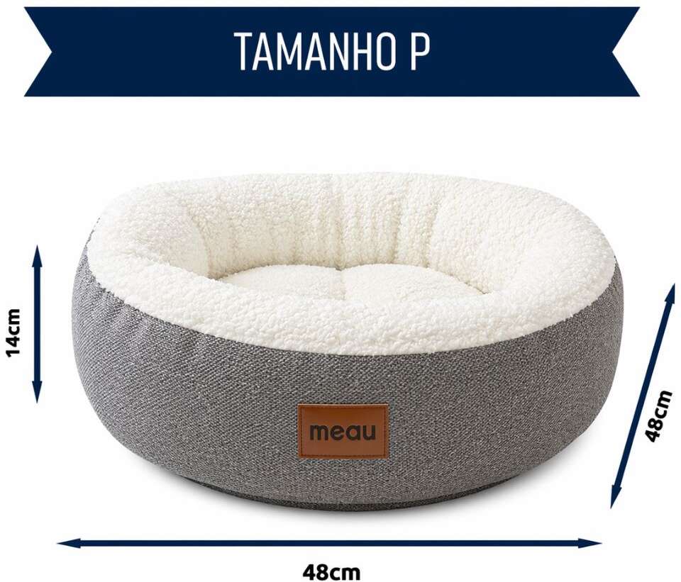 Cama Redonda Meau Sherpa Cinza - Tam. P