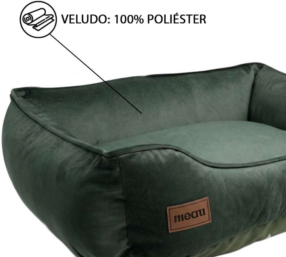 Cama Retangular Meau Veludo Verde - Tam. G