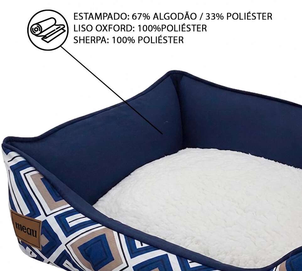 Cama Retangular Meau Xadrez - Tam. M