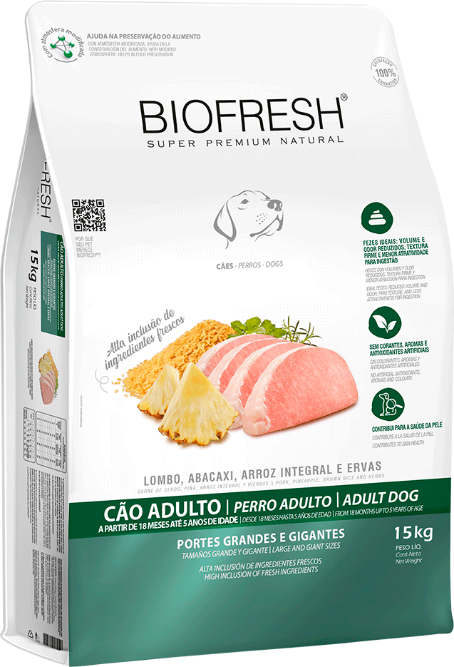 Ração Seca Biofresh Lombo e Abacaxi para Cães Porte Grande e Gigante - 15Kg